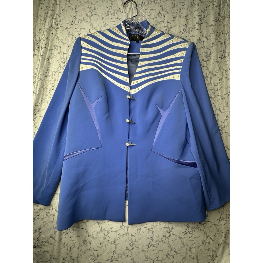 VTG Louise Ricci Blazer Vibrant Blue Blazer w/ Beaded Shoulders | Tagged Sz: 22‎